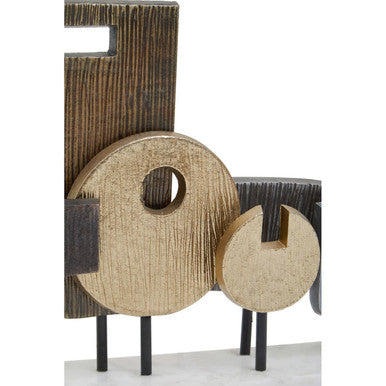Orsina Simbolo Large Abstract Metal Sculpture with White Marble Base