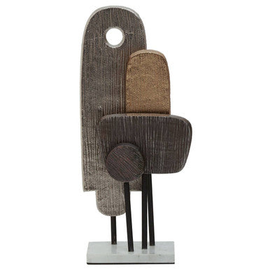 Orsina Small Abstract Metal Sculpture with White Marble Base