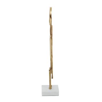 Orsina Simbolo Gold Metal Abstract Sculpture on White Marble Base