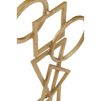 Orsina Simbolo Gold Metal Abstract Sculpture on White Marble Base