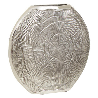 Orsina Silva Small Oak Effect Silver Finish Textured Decorative Vase