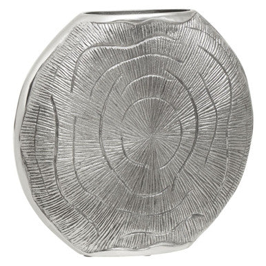 Orsina Silva Large Oak Effect Vase with Antique Silver Finish