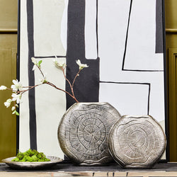 Orsina Silva Large Oak Effect Vase with Antique Silver Finish