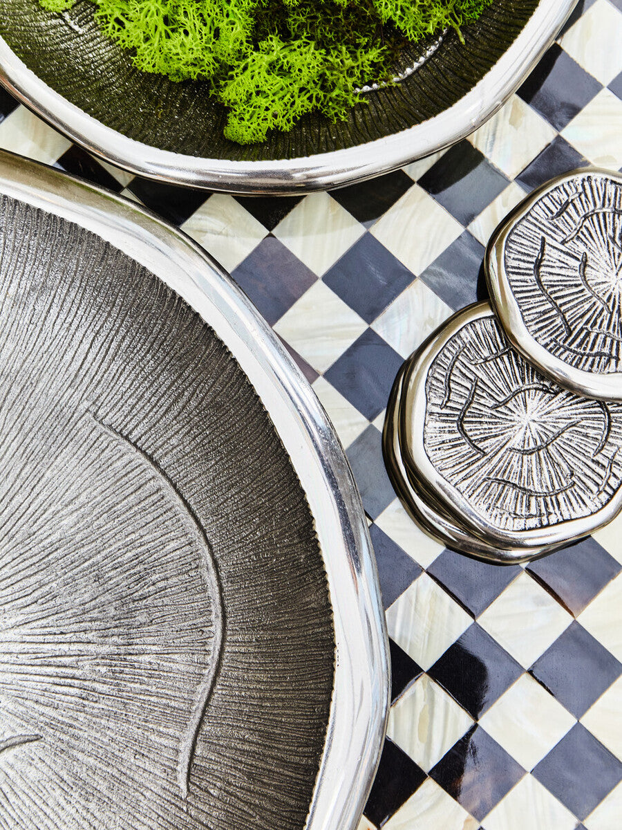 Orsina Silva Small Decorative Silver Bowl – Oak Effect Accent