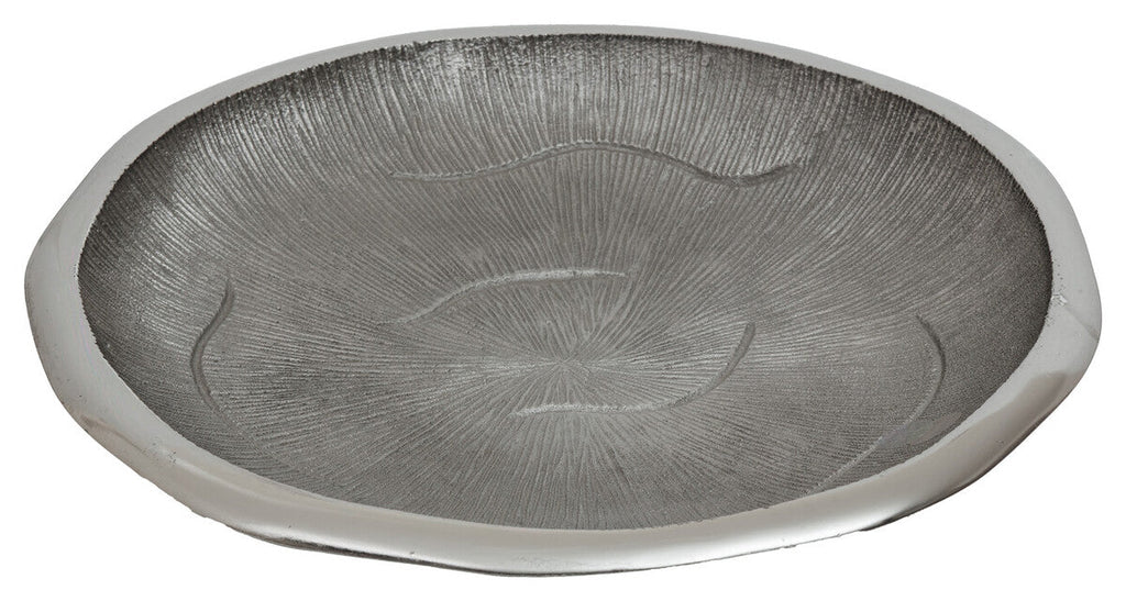 Orsina Silva Large Silver Decorative Bowl with Oak Effect Detail