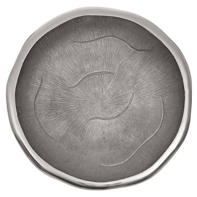 Orsina Silva Large Silver Decorative Bowl with Oak Effect Detail