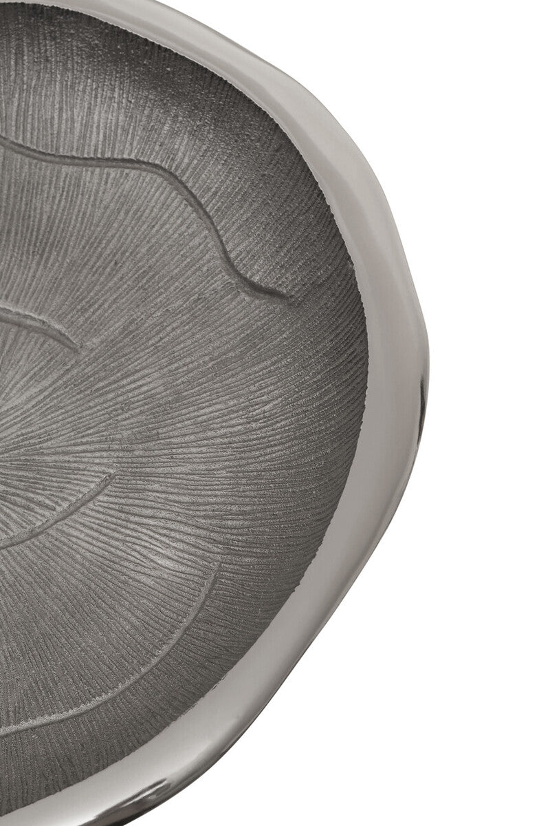 Orsina Silva Large Silver Decorative Bowl with Oak Effect Detail