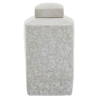 Orsina Myla Large Ceramic Storage Jar with Lid – Natural Crackle Finish