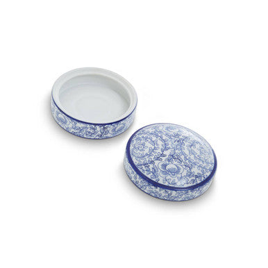 Orsina Calix Blue and White Floral Ceramic Trinket Box with Lid