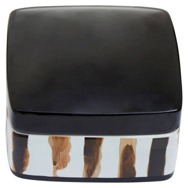 Orsina Mona Small Ceramic Trinket Box – Black and White Glazed Decor