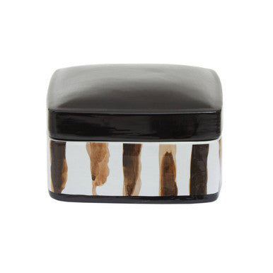 Orsina Mona Small Ceramic Trinket Box – Black and White Glazed Decor