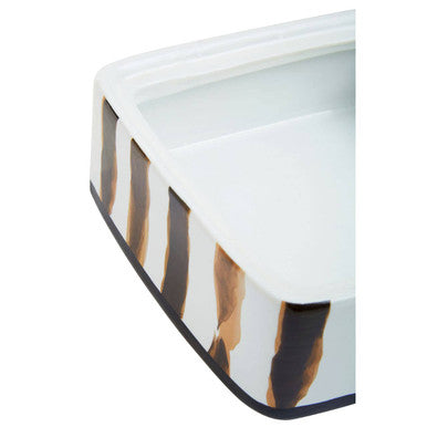 Orsina Mona Small Ceramic Trinket Box – Black and White Glazed Decor