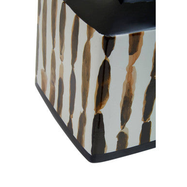 Orsina Mona Small Ceramic Jar – Black and White Brushstroke Decor
