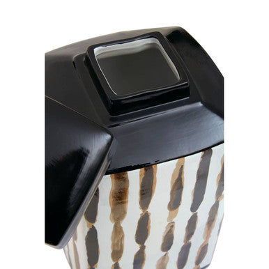 Orsina Mona Large Ceramic Jar – Modern Black and White Brushstroke Decor