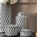 Orsina Marlo Small Geometric Print Ceramic Trinket Box – Black & White