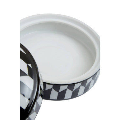 Orsina Marlo Small Geometric Print Ceramic Trinket Box – Black & White