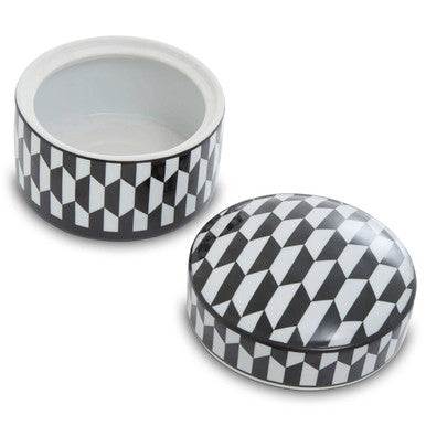 Orsina Marlo Large Geometric Ceramic Trinket Box – Black and White