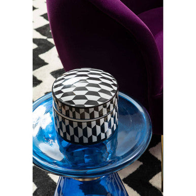 Orsina Marlo Large Geometric Ceramic Trinket Box – Black and White