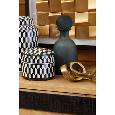 Orsina Marlo Large Geometric Ceramic Trinket Box – Black and White