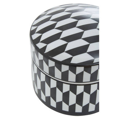 Orsina Marlo Large Geometric Ceramic Trinket Box – Black and White