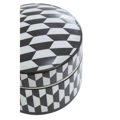 Orsina Marlo Large Geometric Ceramic Trinket Box – Black and White