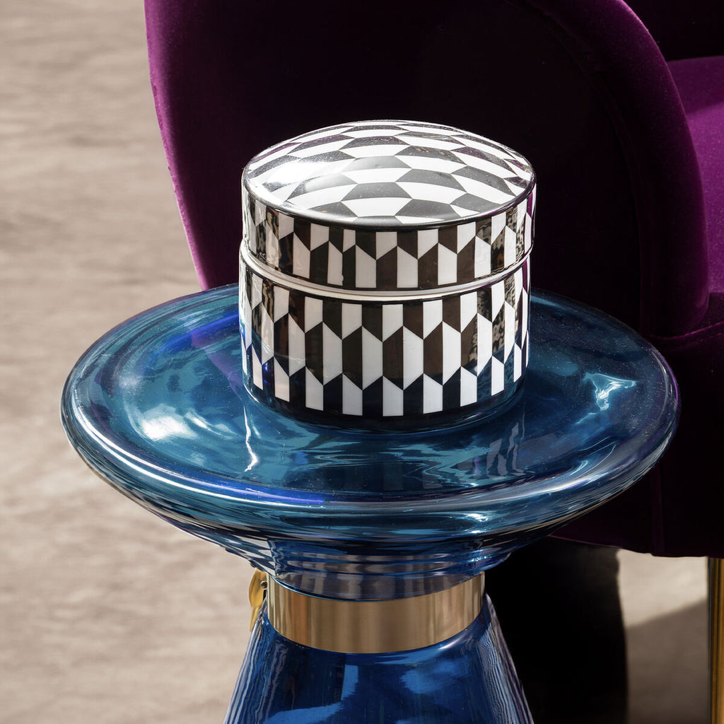Orsina Marlo Large Geometric Ceramic Trinket Box – Black and White