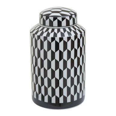 Orsina Marlo Small Ceramic Jar – Black and White Geometric Porcelain