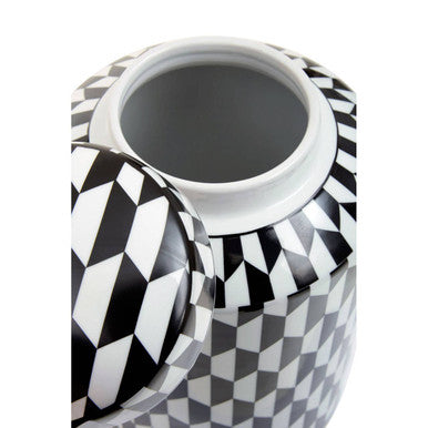 Orsina Marlo Small Ceramic Jar – Black and White Geometric Porcelain