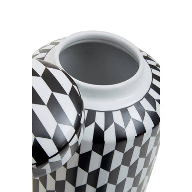 Orsina Marlo Large Black and White Geometric Ceramic Porcelain Jar