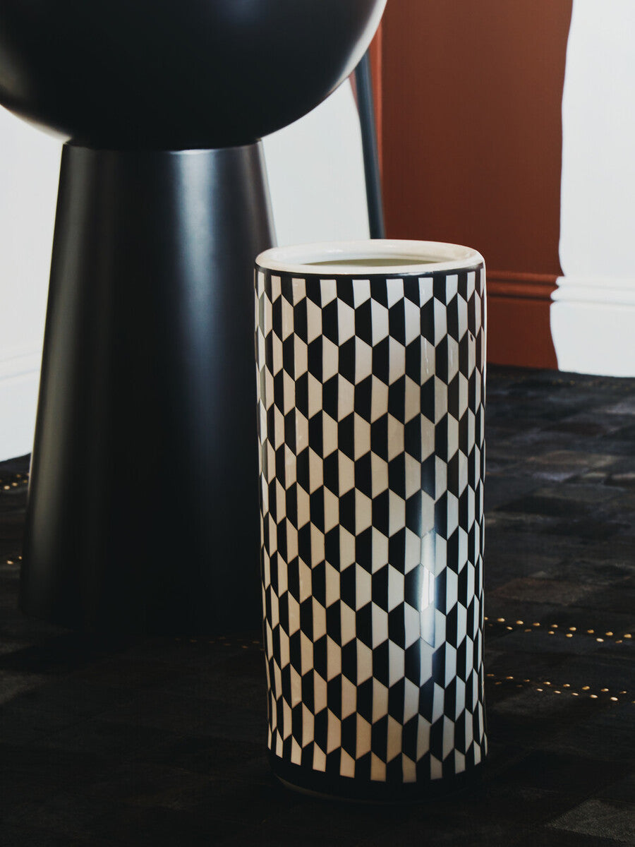 Orsina Marlo Geometric Ceramic Umbrella Stand – Black and White