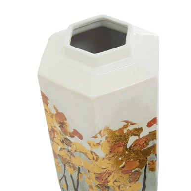 Orsina Mera Small Hexagonal Ceramic Jar with Gold Accents and Lid