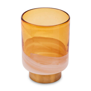 Orsina Cleo Small Amber Glass Bud Vase with Polished Brass Base
