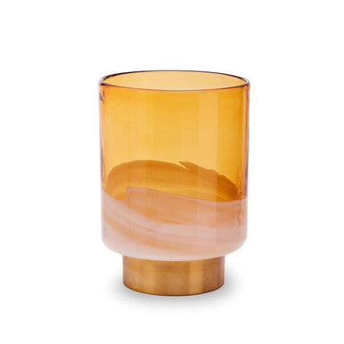 Orsina Cleo Small Amber Glass Bud Vase with Polished Brass Base