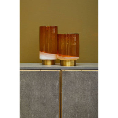 Orsina Cleo Small Amber Glass Bud Vase with Polished Brass Base