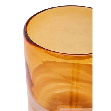 Orsina Cleo Small Amber Glass Bud Vase with Polished Brass Base