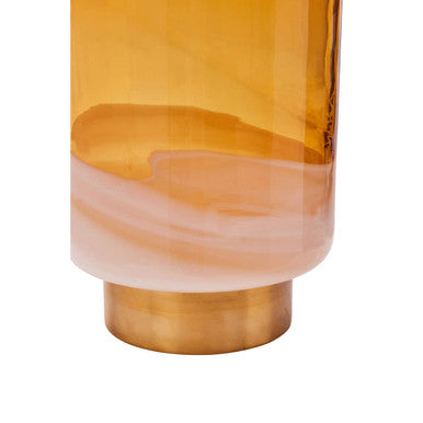 Orsina Cleo Small Amber Glass Bud Vase with Polished Brass Base