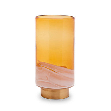 Orsina Cleo Large Amber Glass Vase with Brass Base – Modern Centerpiece