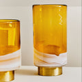 Orsina Cleo Large Amber Glass Vase with Brass Base – Modern Centerpiece