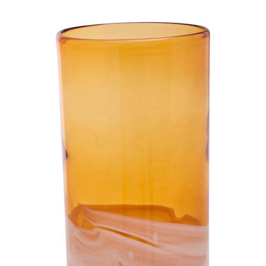 Orsina Cleo Large Amber Glass Vase with Brass Base – Modern Centerpiece