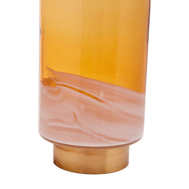 Orsina Cleo Large Amber Glass Vase with Brass Base – Modern Centerpiece