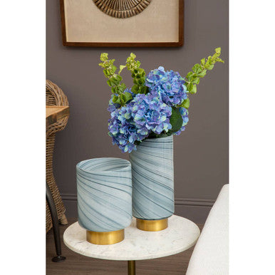 Orsina Cleo Small Grey Glass Vase with Gold Base – Modern Home Decor