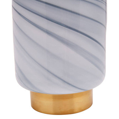Orsina Cleo Small Grey Glass Vase with Gold Base – Modern Home Decor