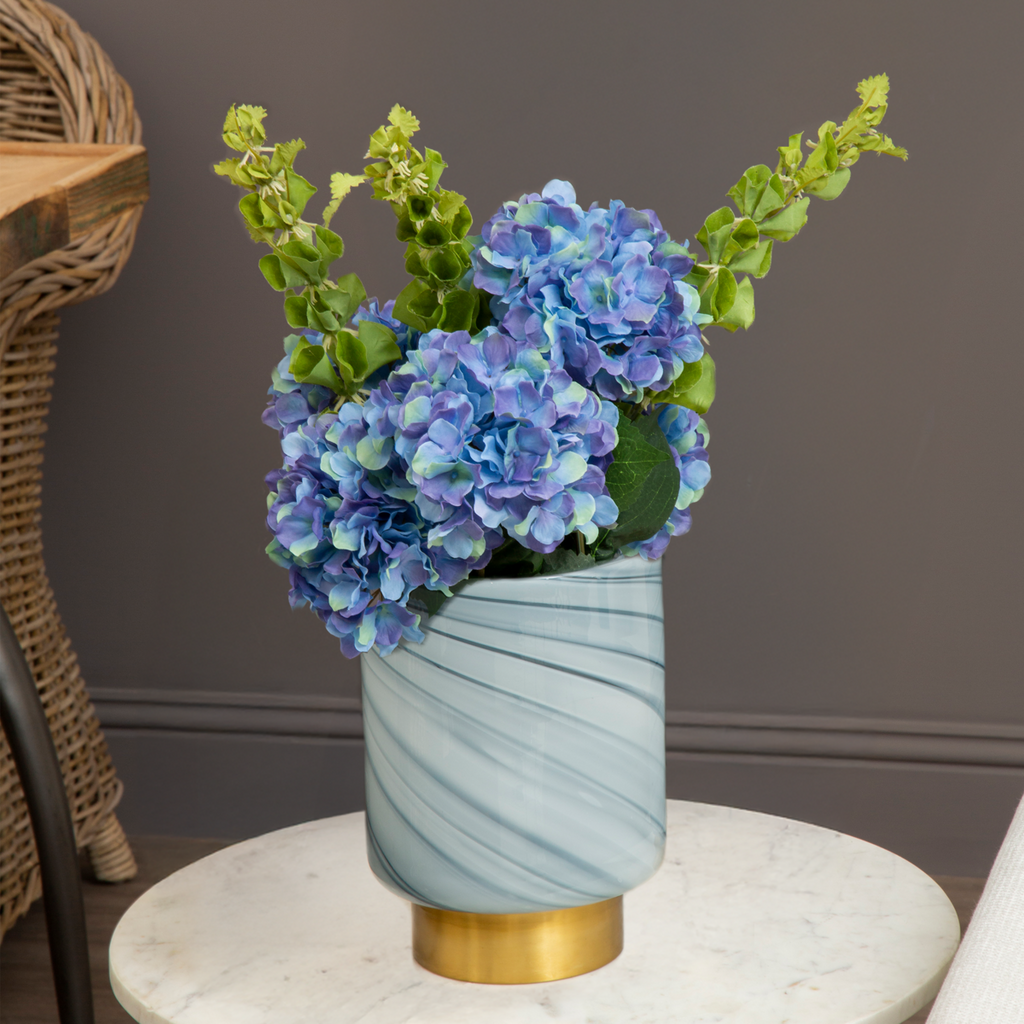 Orsina Cleo Small Grey Glass Vase with Gold Base – Modern Home Decor