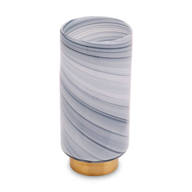 Orsina Cleo Large Grey Glass Vase with Gold Base – Modern Decor