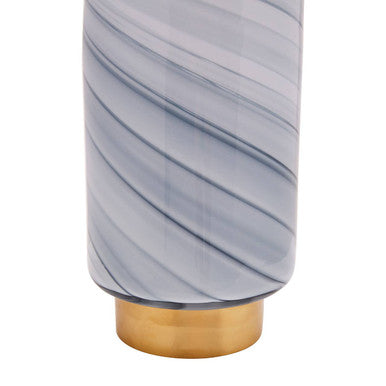 Orsina Cleo Large Grey Glass Vase with Gold Base – Modern Decor
