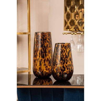 Orsina Celia Small Tortoise Shell Glass Vase – Black and Gold Decor