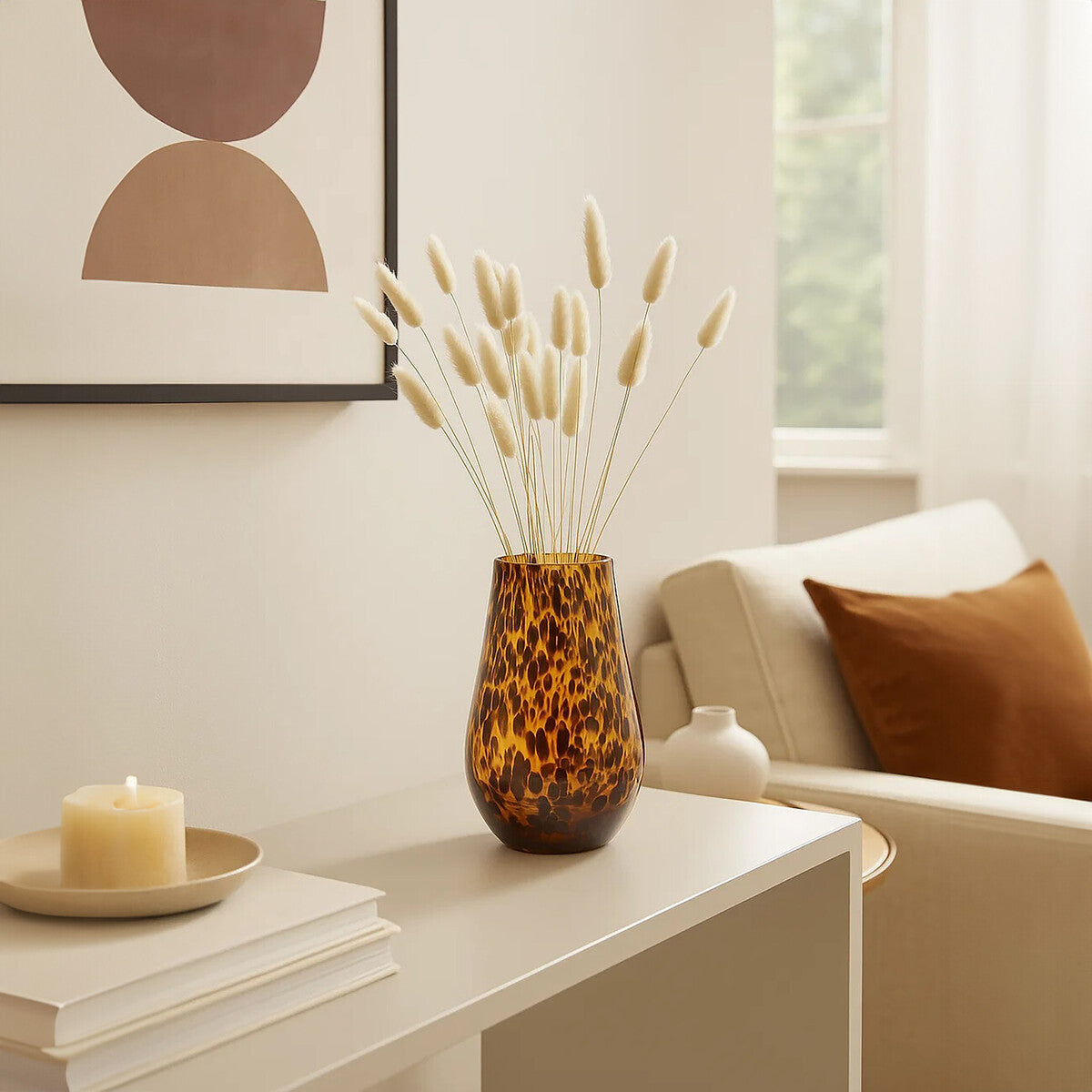 Orsina Celia Small Tortoise Shell Glass Vase – Black and Gold Decor