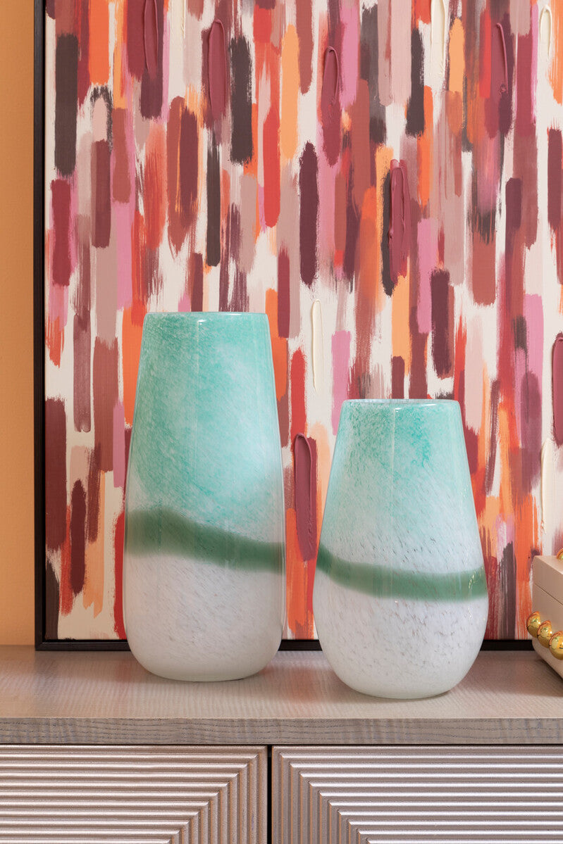 Orsina Celia Small Turquoise and White Ombre Ceramic Flower Vase
