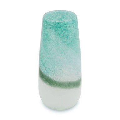 Orsina Celia Large Ombre Glass Vase – Turquoise and White Coastal Decor