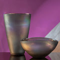 Orsina Large Grey Glass Vase – Iridescent Interior Centerpiece